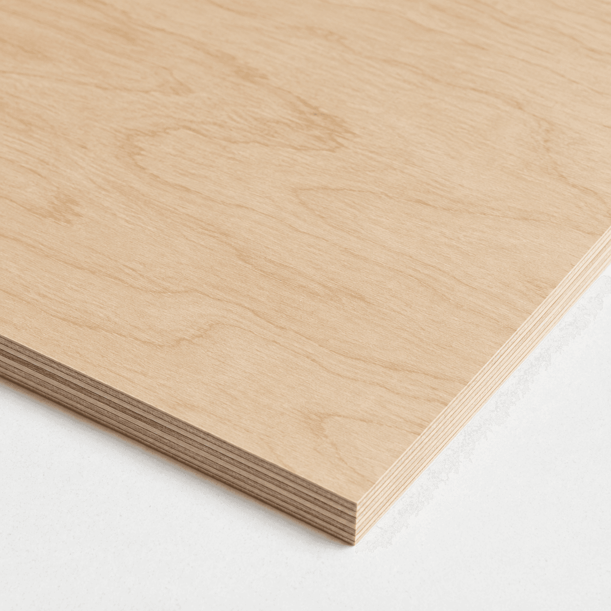 corner of a Baltic birch plywood sheet showing its even, void-free plies